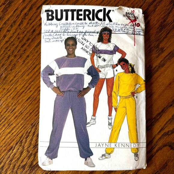 Vintage 1980s Butterick 6655 Sewing Pattern Womens XS Top Pant Set COMPLETE - Picture 1 of 2